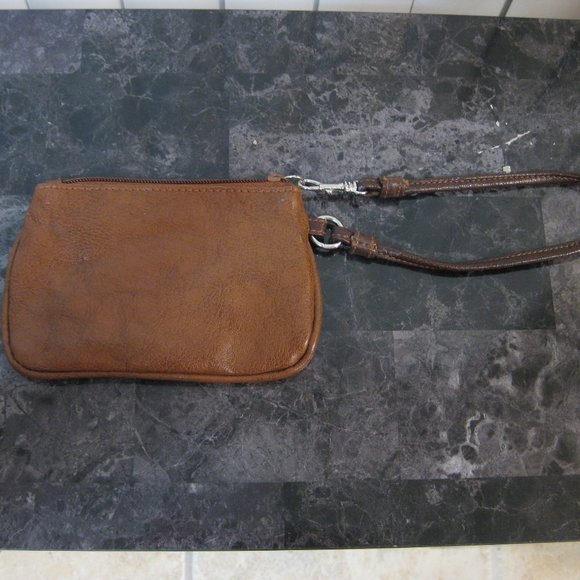 NWOT brown blue flower wristlet coin purse - Picture 4 of 6